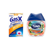 Tums 32 Count Chewy Bites Antacid Chewables Tropical Fruit Smoothie +
Gas-X 20 Count Ultimate Strength Gas Relief SoftGels