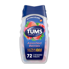 TUMS Ultra Strength Antacid Tablets, Assorted Berries, 72 Ct