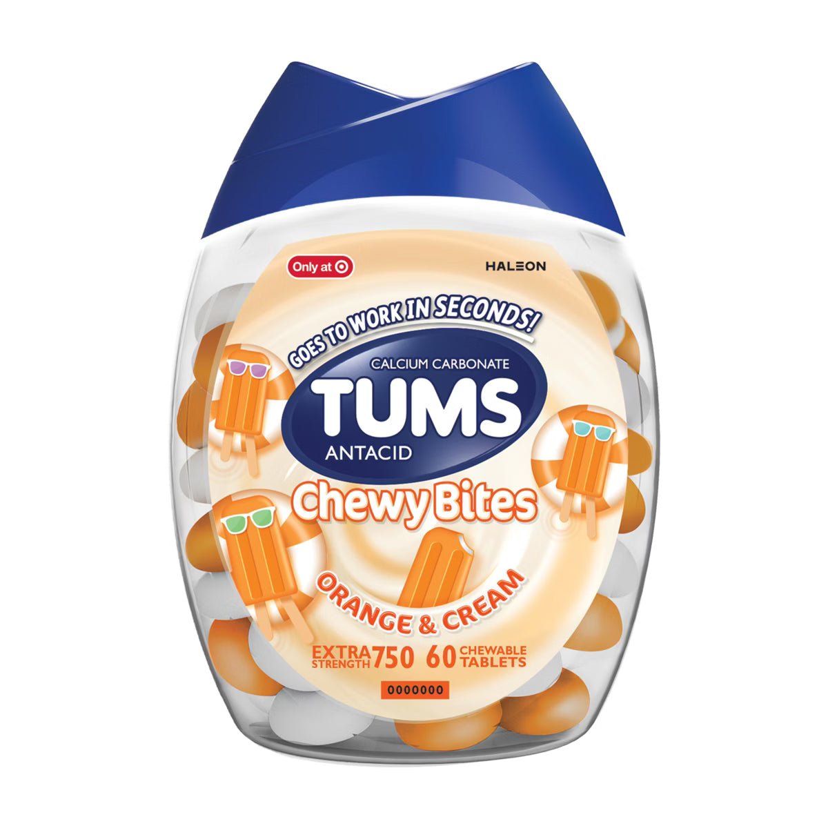 Tums Chewy Bites Orange and Cream Extra Strength Chewable Antacid for Heartburn - 60ct